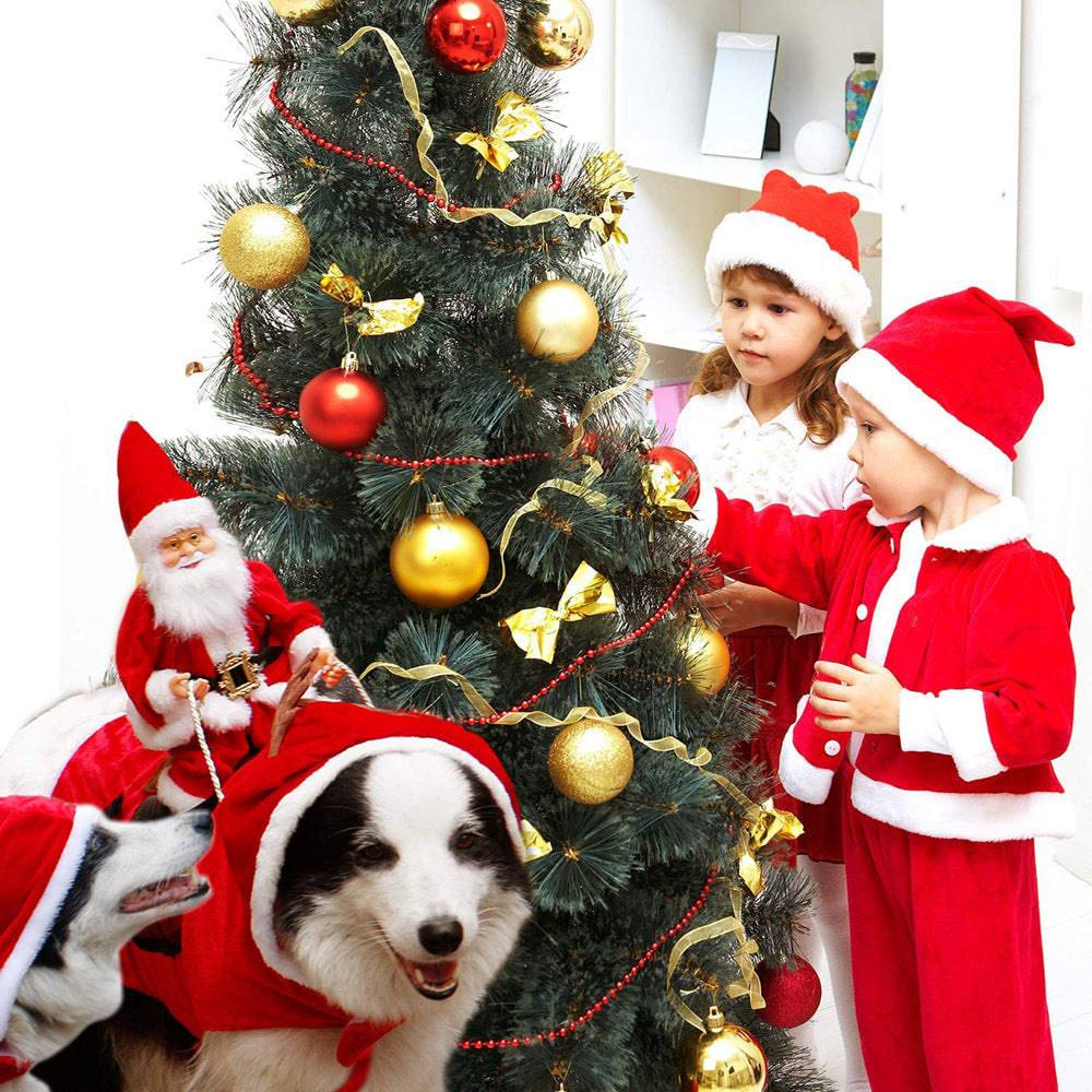 Vestiti natalizi per cani Babbo Natale che cavalca un cervo