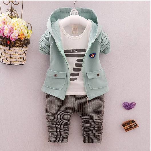 spring and autumn new boys and girls zipper striped trousers suit children's suit - YLORESHOP