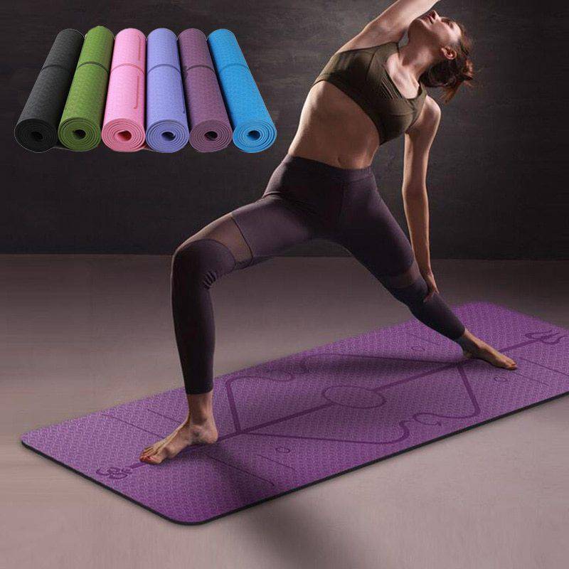 Non Slip TPE Yoga Mat Position Line Beginner - YLORESHOP