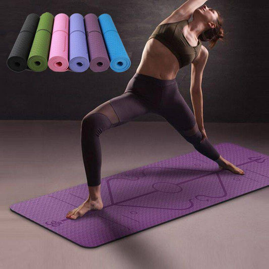 Non Slip TPE Yoga Mat Position Line Beginner - YLORESHOP