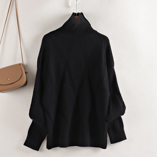 Winter Turtleneck Sweater Solid Color Knitted Pullover Loose Casual - YLORESHOP