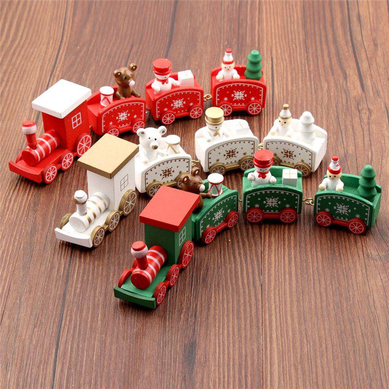 4pcs Mini Wooden Train Toys