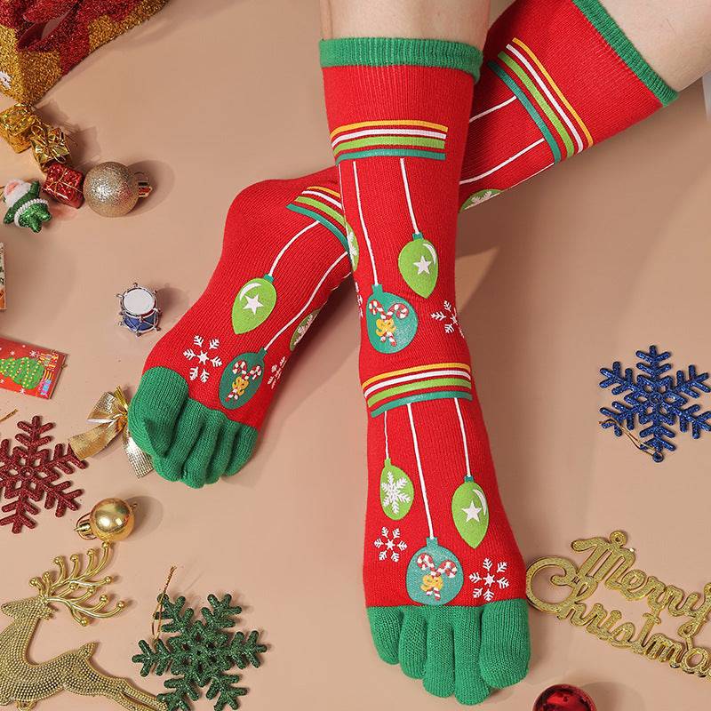 Cute Christmas Five-finger Socks Winter Elastic Sweat-absorbent Split-toe Socks For Women - YLORESHOP