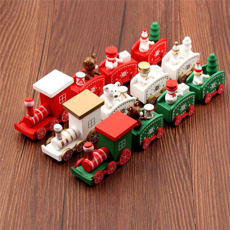 4pcs Mini Wooden Train Toys