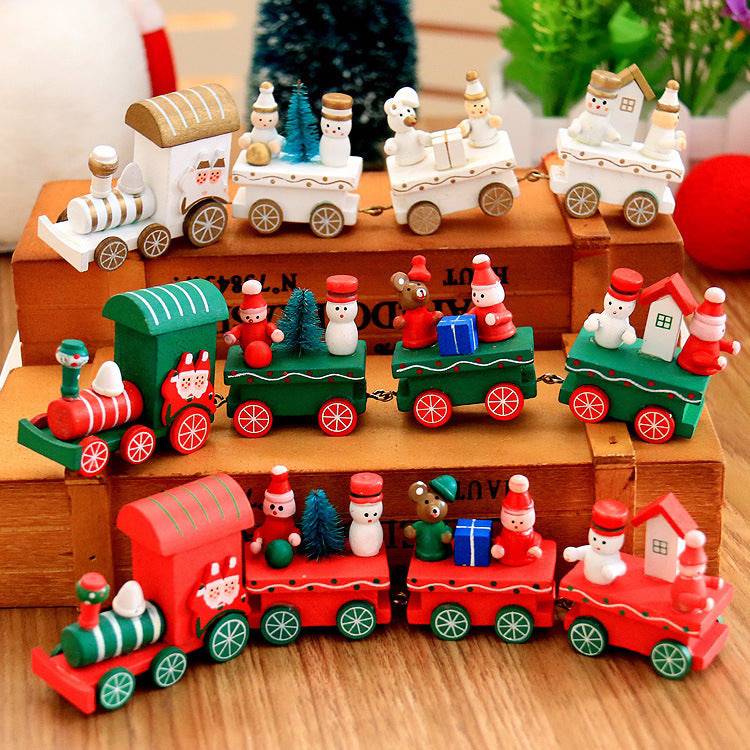 4pcs Mini Wooden Train Toys