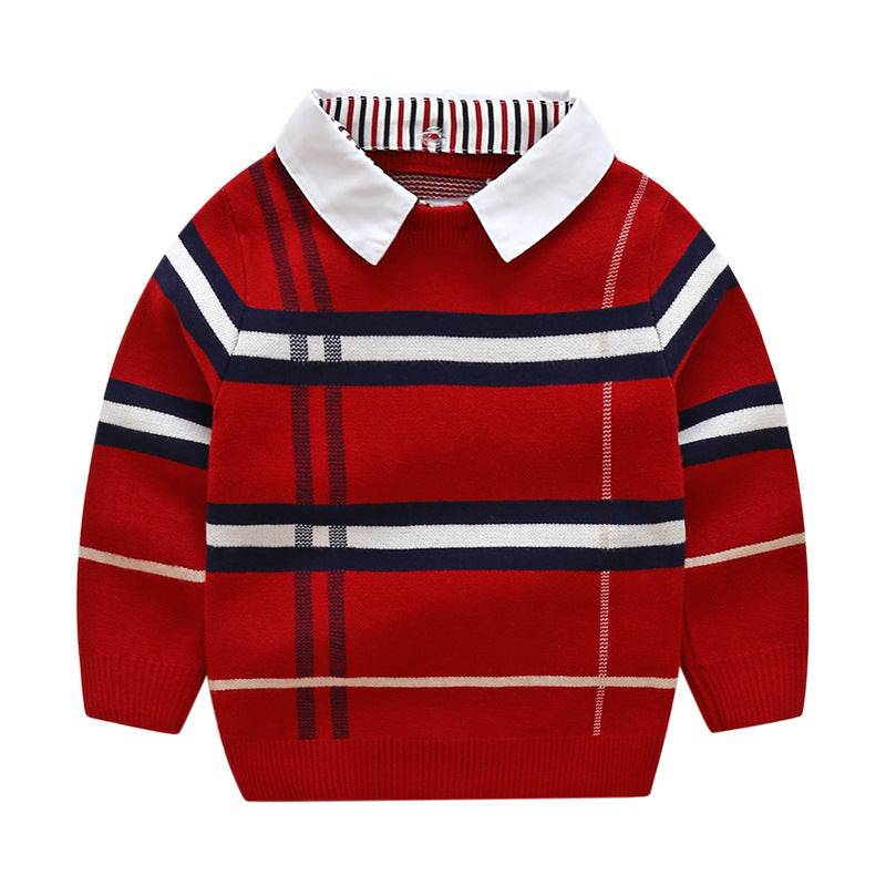 Boys plaid jacquard sweater - YLORESHOP