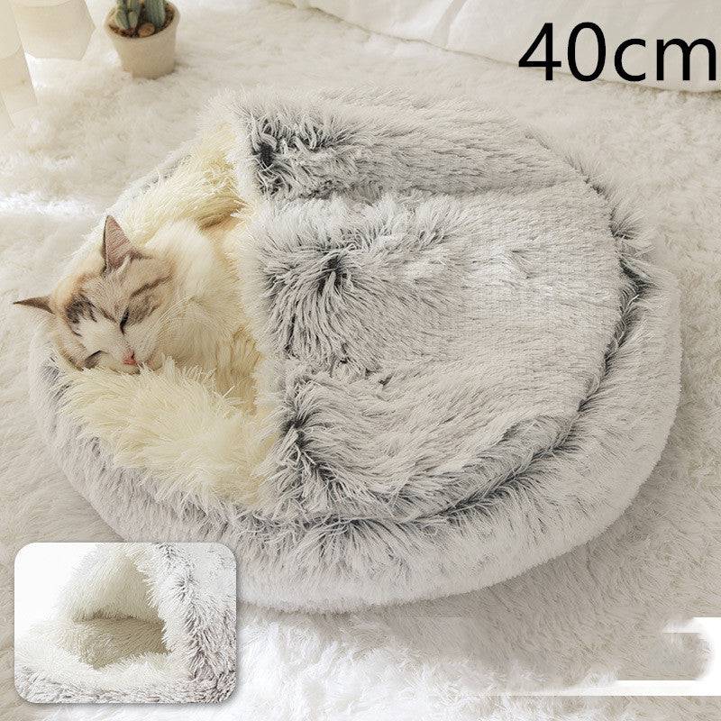 Letto invernale per cani e gatti 2 in 1 Letto invernale per animali domestici Letto rotondo in peluche caldo Letto per animali domestici in morbido peluche lungo Prodotti per animali domestici