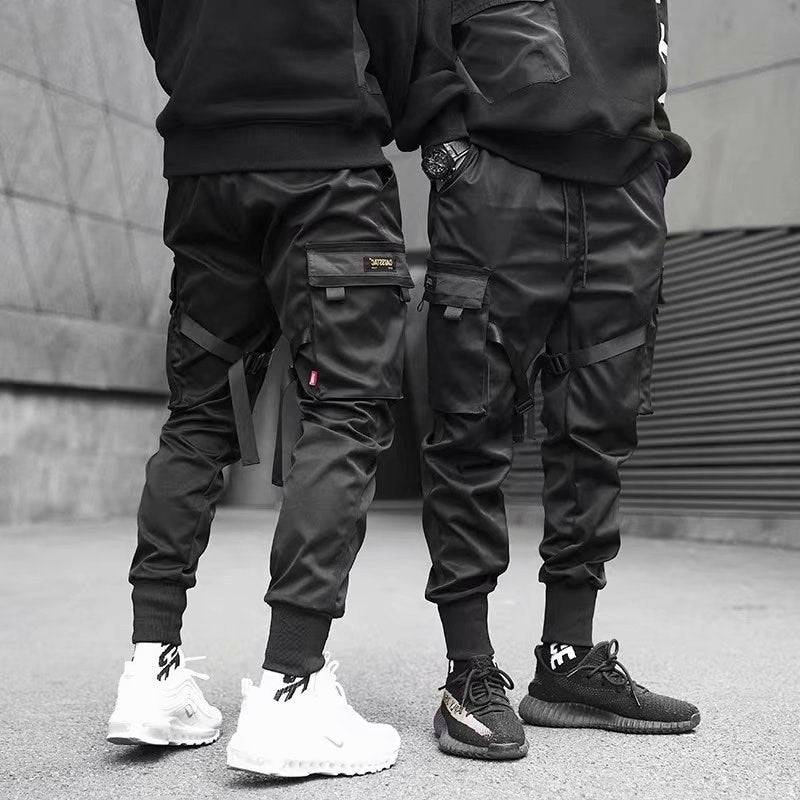 Nastri Harem Joggers Pantaloni cargo da uomo Streetwear Pantaloni sportivi in ​​cotone con tasche casual Hip Hop