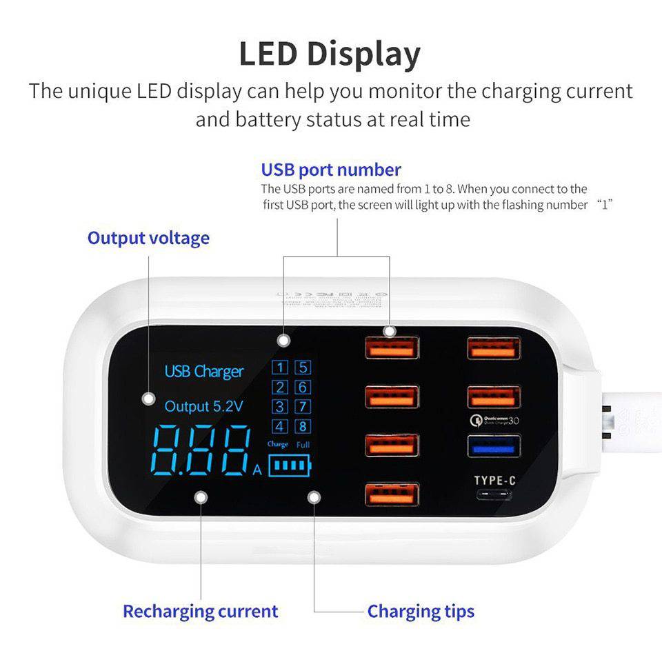 Stazione di ricarica USB intelligente ordinaria Quick Charge 3.0