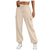 Women's loose-fitting, sporty sweatpants with fleece lining and pockets. Fall outfits.