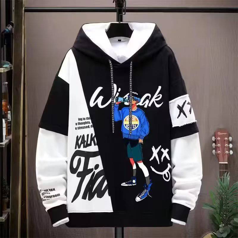 Men's Sweater Men's Printed Stitching Hoodie