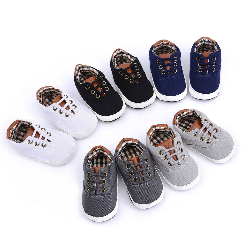 Solid color casual lace soft bottom baby canvas shoes baby shoes toddler shoes - YLORESHOP