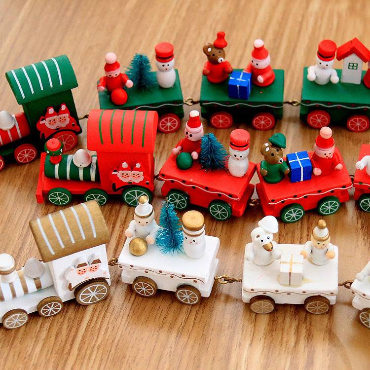 4pcs Mini Wooden Train Toys