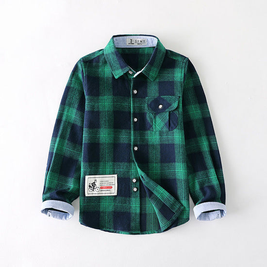 Boys plaid shirt long sleeve - YLORESHOP