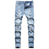New Men's Ripped Matte White Slim-fit Denim Trousers Fashion - YLORESHOP