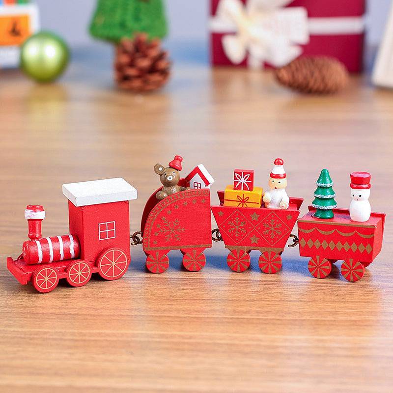 4pcs Mini Wooden Train Toys