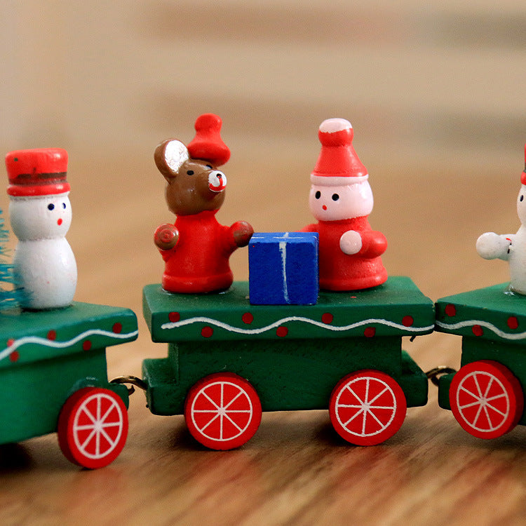 4pcs Mini Wooden Train Toys