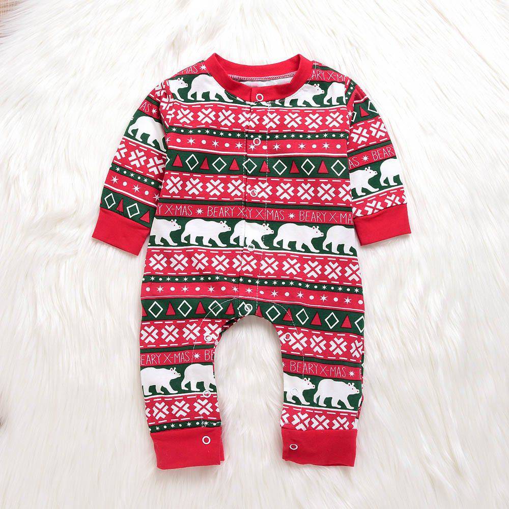 Infant Baby Boys Girls Christmas Santa XMAS Letter Plaid Romper Jumpsuit Outfits baby clothes winter clothe - YLORESHOP