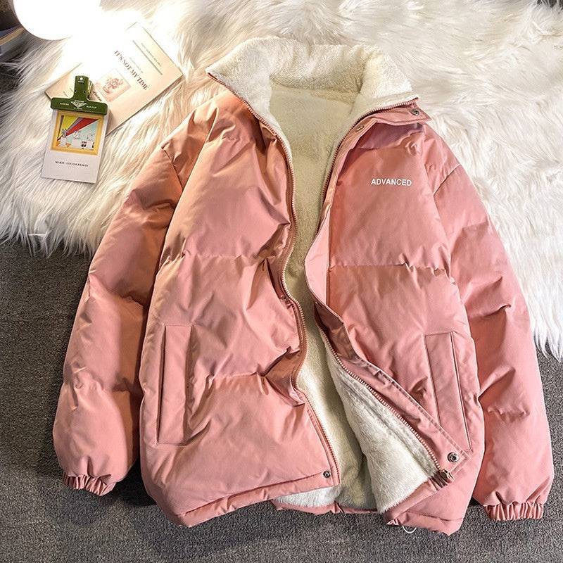 Winter New Padded Coat Hong Kong Style Loose Down Cotton-padded Jacket Fleece-lined - YLORESHOP