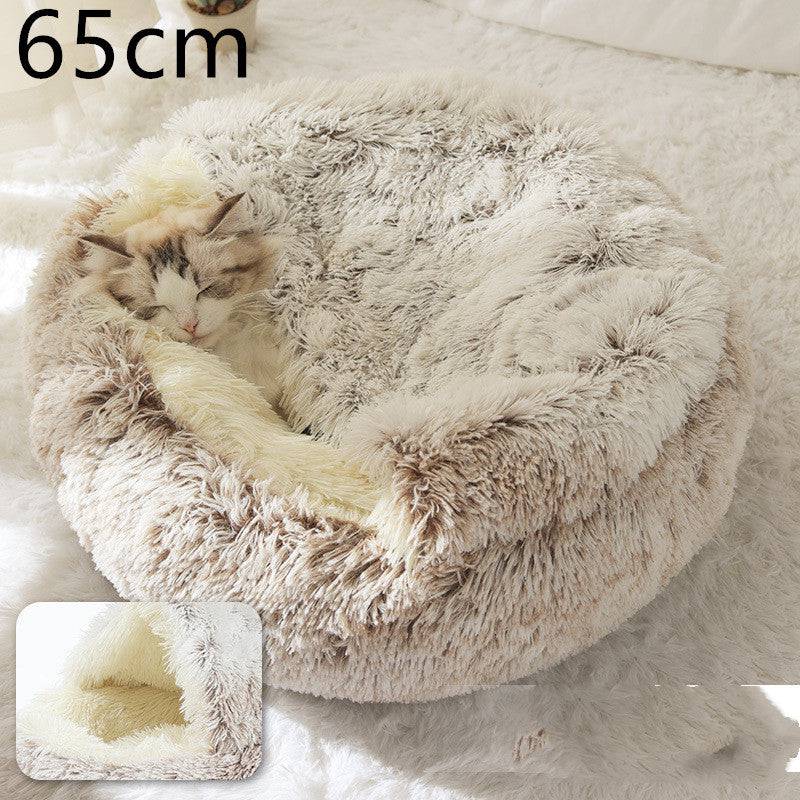 Letto invernale per cani e gatti 2 in 1 Letto invernale per animali domestici Letto rotondo in peluche caldo Letto per animali domestici in morbido peluche lungo Prodotti per animali domestici