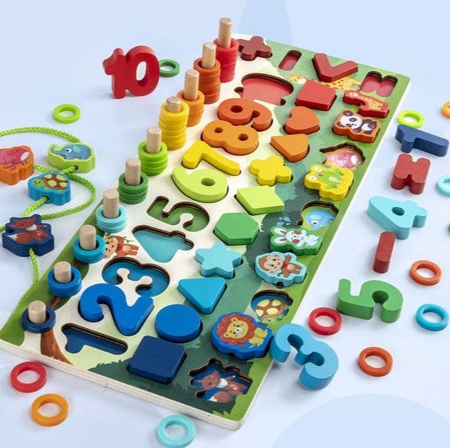 Puzzle per bambini con numeri di alfabeto 3D Giocattolo educativo con lettera digitale geometrica colorata per bambini