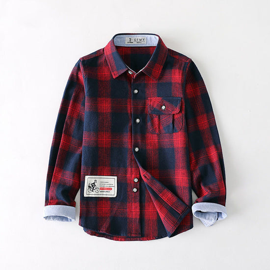Boys plaid shirt long sleeve - YLORESHOP