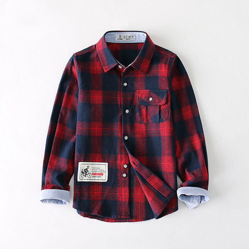 Boys plaid shirt long sleeve - YLORESHOP