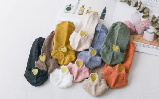 Heart embroidery sock sock casual cotton socks woman - YLORESHOP