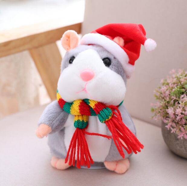 16cm Christmas Talking Hamster Plush Toy Interactive Sound Record Plush Hamster Stuffed Toys for Children Kids Christmas Gift - YLORESHOP