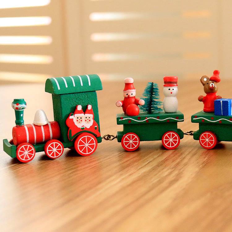 4pcs Mini Wooden Train Toys