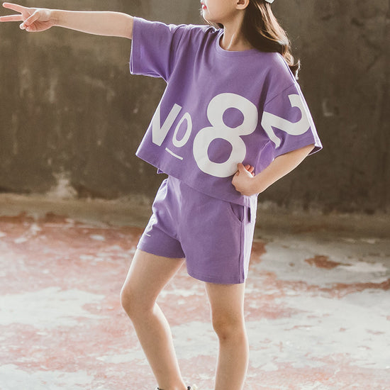 Loose Children's Wear Girl Short-sleeved Big Kids Sports Two-piece Suit - YLORESHOP