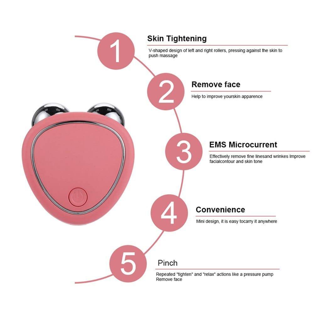 Portable Facial Micro-current Beauty Instrument For Lifting Thinning And Reducing Edema With Double Roller Massager - YLORESHOP