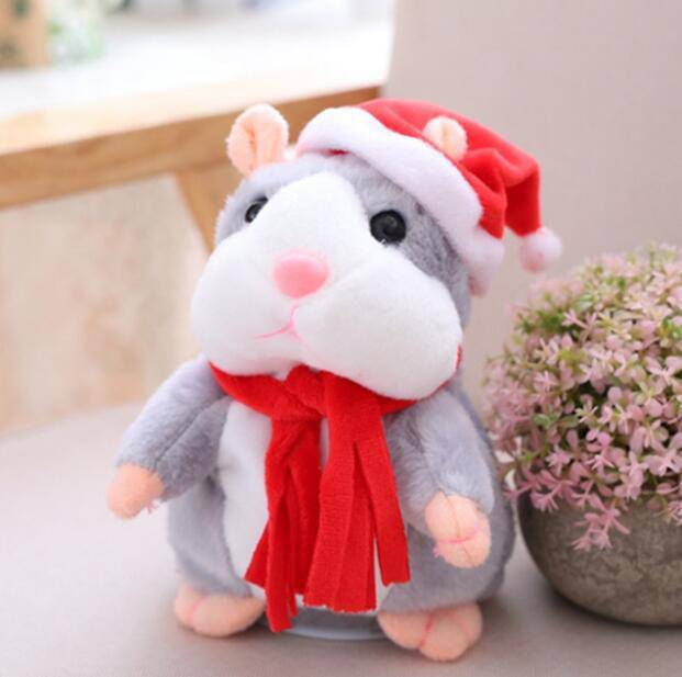 16cm Christmas Talking Hamster Plush Toy Interactive Sound Record Plush Hamster Stuffed Toys for Children Kids Christmas Gift - YLORESHOP