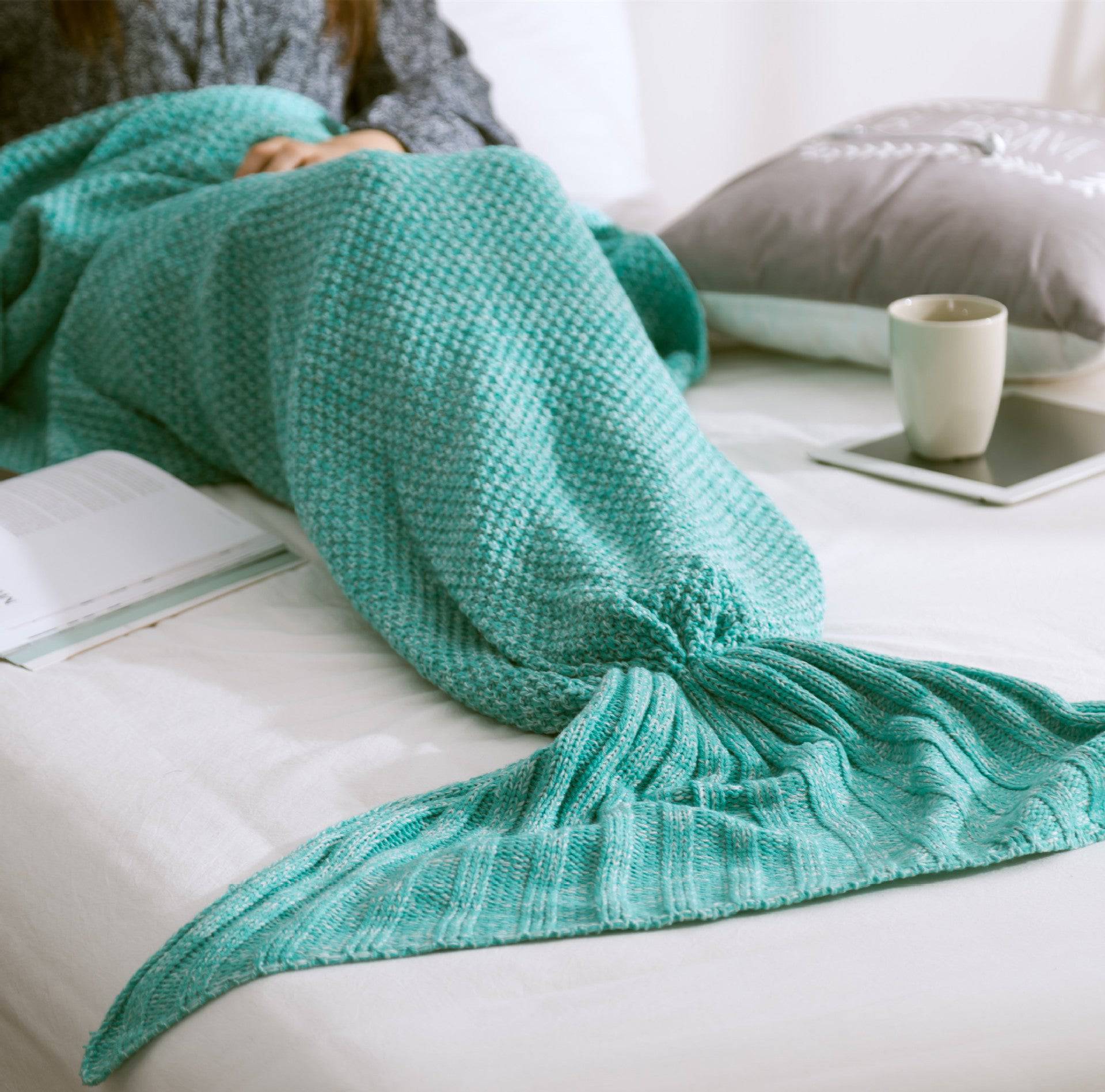 Mermaid Tail Blanket Knitted Crochet for Childern Super Soft Sleeping Blankets - YLORESHOP