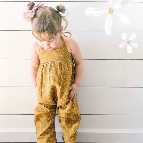 Baby Ginger Yellow Dotted Floral Romper Jumpsuit - YLORESHOP