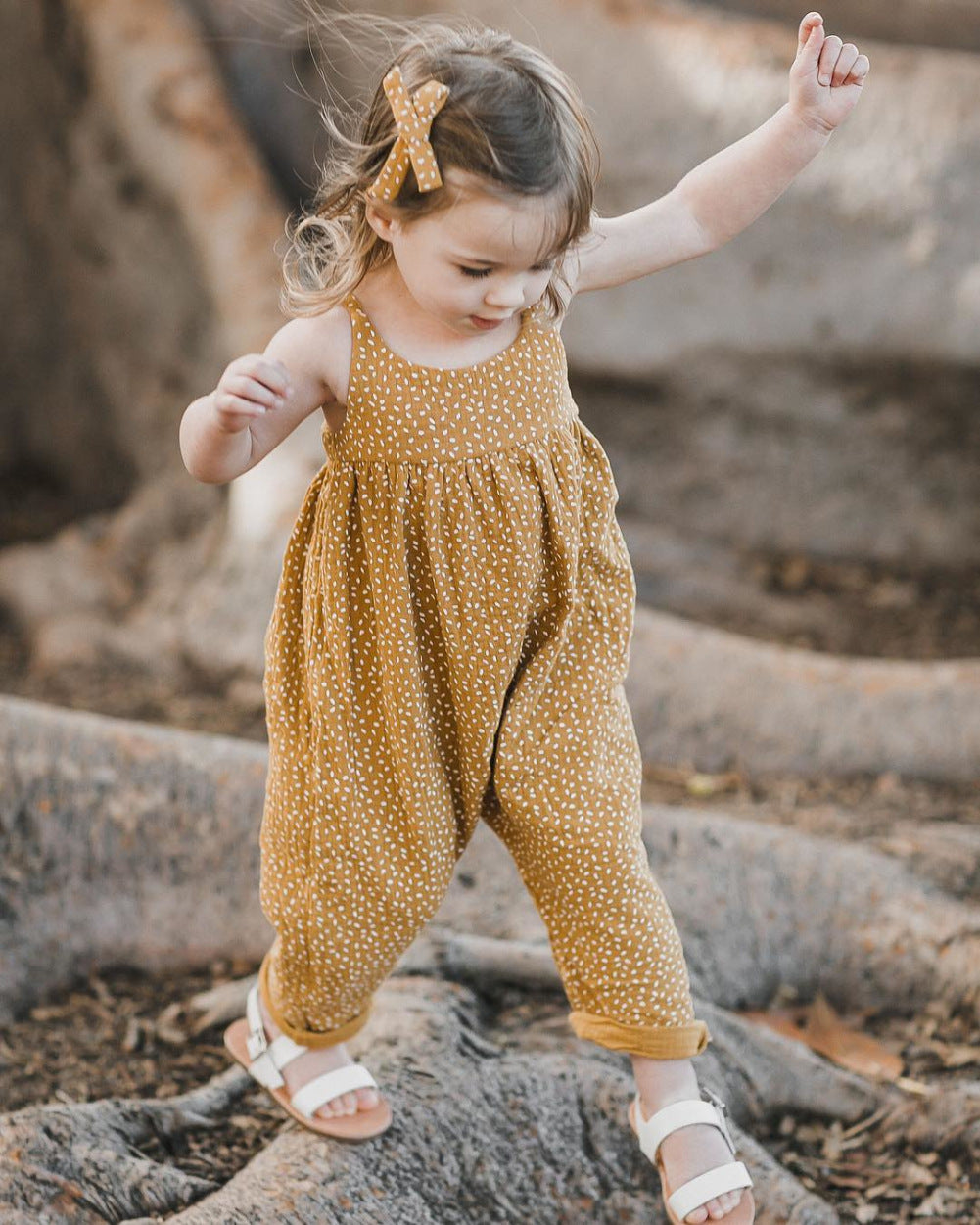 Baby Ginger Yellow Dotted Floral Romper Jumpsuit - YLORESHOP