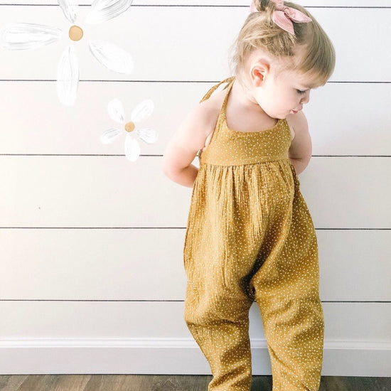 Baby Ginger Yellow Dotted Floral Romper Jumpsuit - YLORESHOP