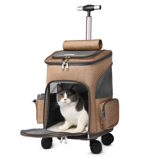 Zaino per gatti da viaggio con carrello pieghevole portatile per animali domestici con borsa per animali domestici con carrello con ruota universale