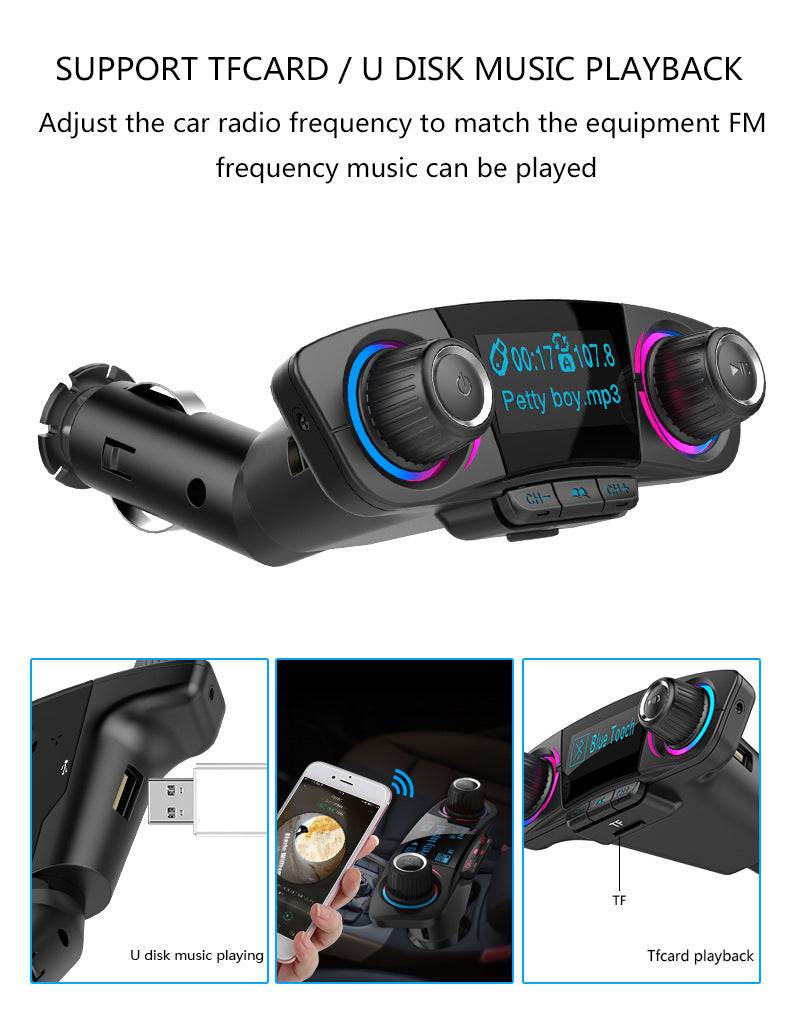 Caricatore per auto wireless Bluetooth Trasmettitore FM Lettore MP3 Adattatore radio USB USA