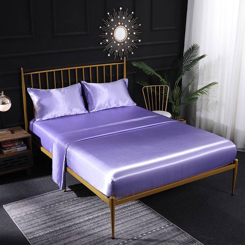 Ice Silk Bed Sheet Silk Satin Satin Pillowcase Silk Four Piece Bed Sheet - YLORESHOP