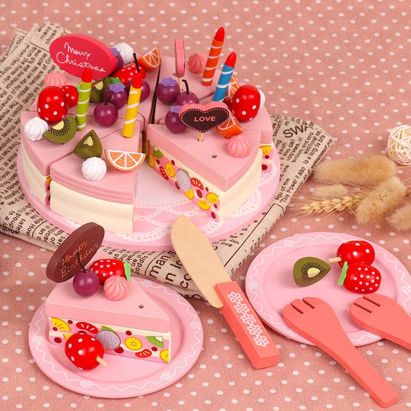 Set di torta regalo di compleanno con taglio da cucina. Giocattoli per bambini