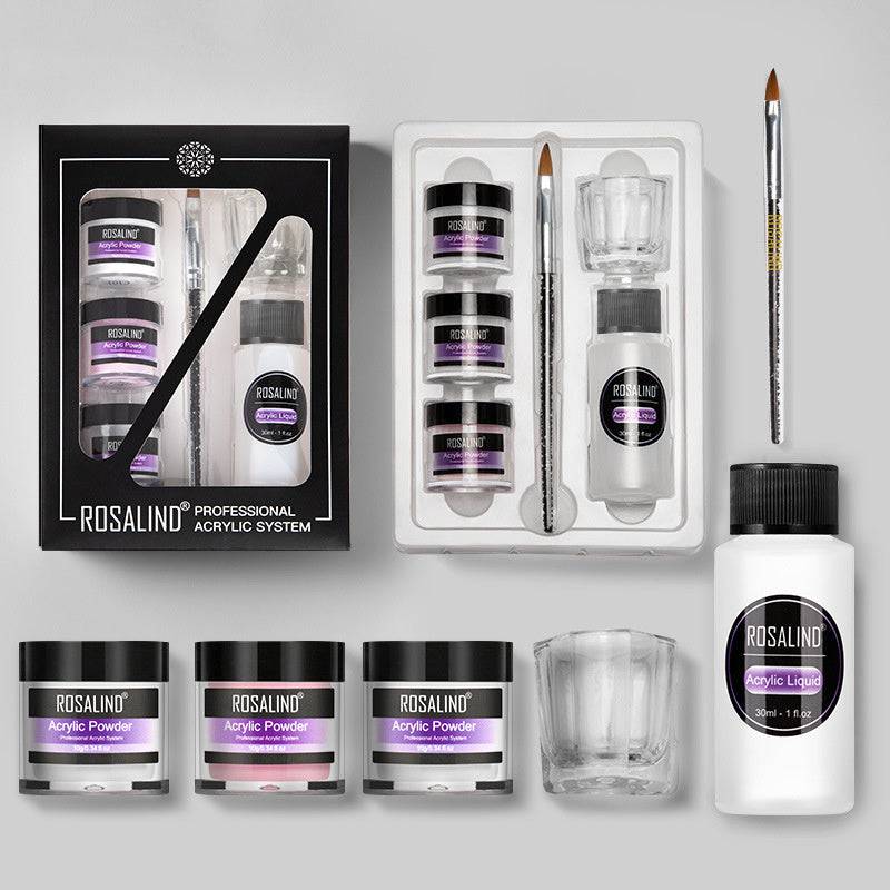 Nail Powder Acrylic System Kit Professional Nail Art Tool Set Contain Glass Cup Acrylic Liquid Extention Carving Manicure - YLORESHOP