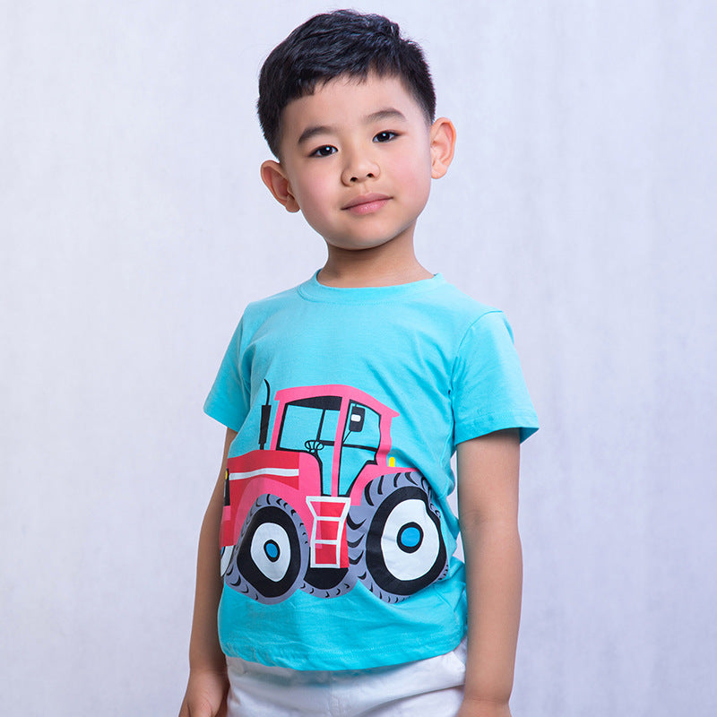 CUHK Boys' Cartoon Printed Children's T-shirt Trendy Children's Short-sleeved T-shirt - YLORESHOP