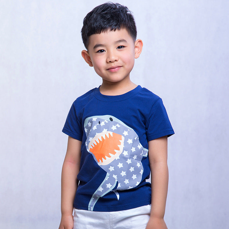 CUHK Boys' Cartoon Printed Children's T-shirt Trendy Children's Short-sleeved T-shirt - YLORESHOP