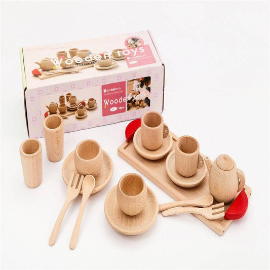 Set regalo Ragazza Casa da gioco Stoviglie in legno massello senza vernice Simulazione Cucina Stoviglie da cucina Giocattolo in legno di faggio