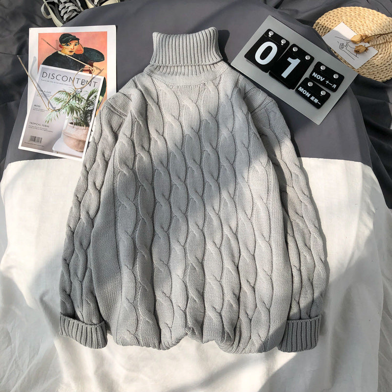 Solid Color Turtleneck Plus Size Pullover Sweater - YLORESHOP