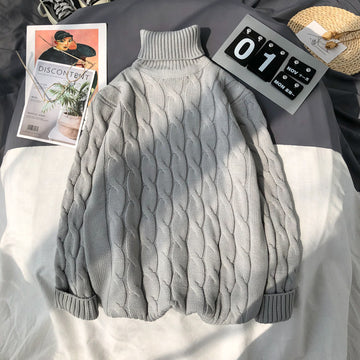 Solid Color Turtleneck Plus Size Pullover Sweater - YLORESHOP