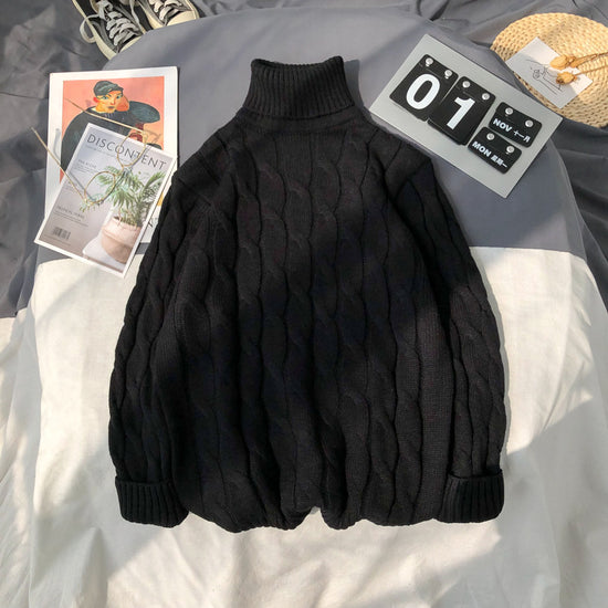 Solid Color Turtleneck Plus Size Pullover Sweater - YLORESHOP