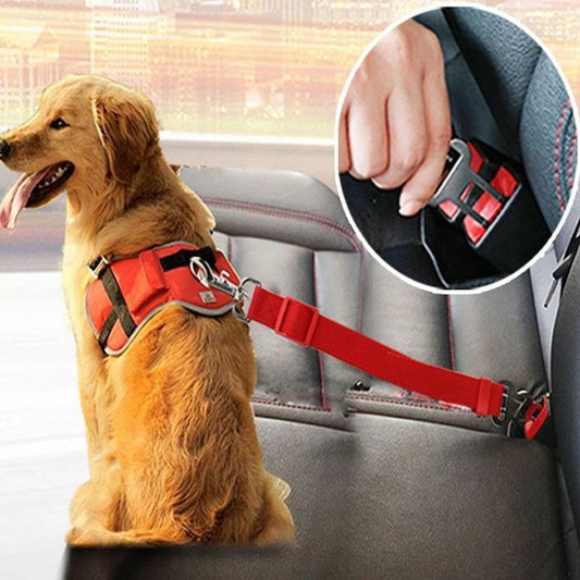 Cintura di sicurezza per auto per cani regolabile per animali domestici Seggiolino per animali domestici Pettorina per cani per veicoli Clip per guinzaglio Leva di sicurezza Collari per cani di trazione Accessori per cani Prodotti per animali domestici