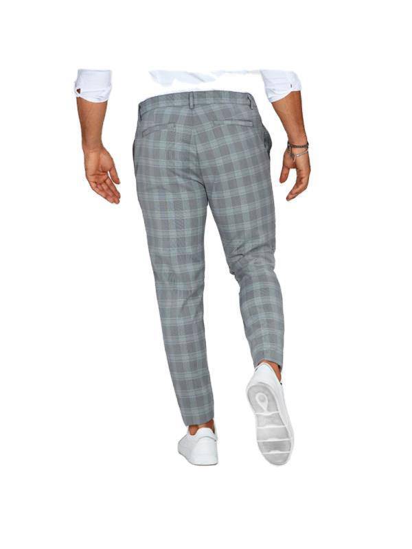 Pantaloni con stampa scozzese Pantaloni casual da uomo larghi e sottili